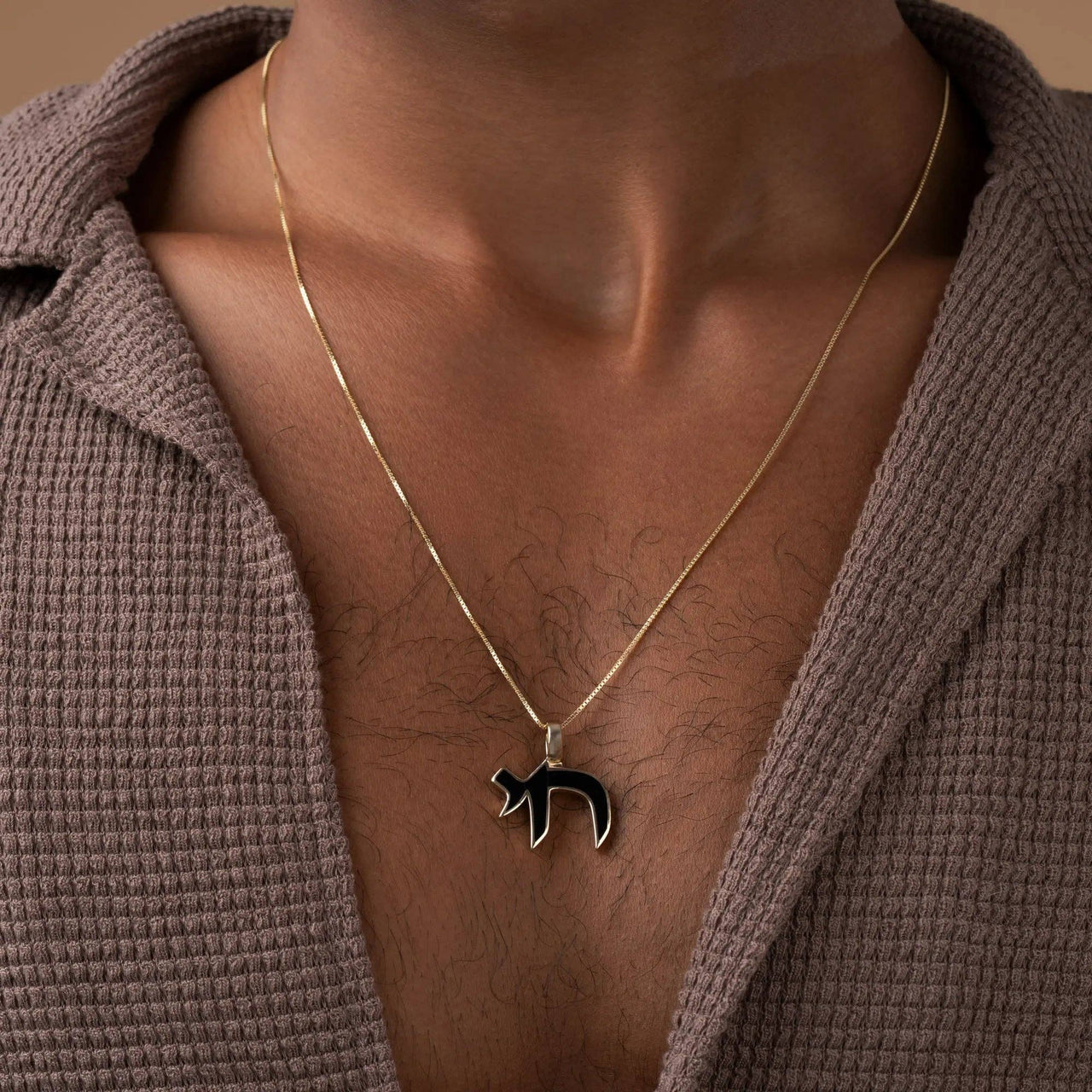 Karma and Luck - 18k Gold - Plated Chai Onyx Necklace - ModernTribe