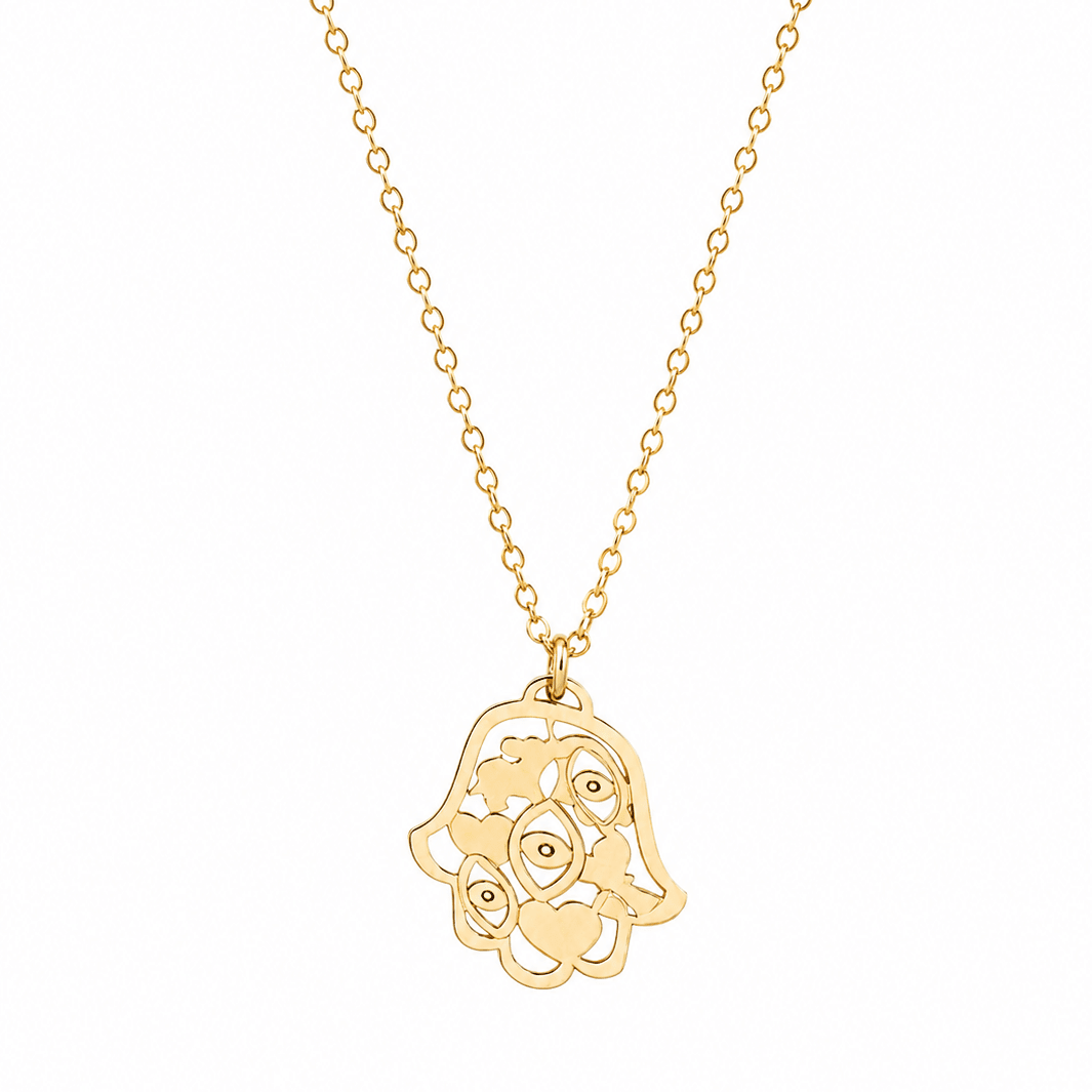 Miriam Merenfeld Jewelry Necklaces Gold-Plated / 15" Mia Good Luck Hamsa Necklace by Miriam Merenfeld - (Gold-Plated or Sterling Silver)