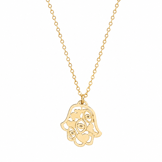 Mia Good Luck Hamsa Necklace by Miriam Merenfeld - (Gold-Plated or Sterling Silver)