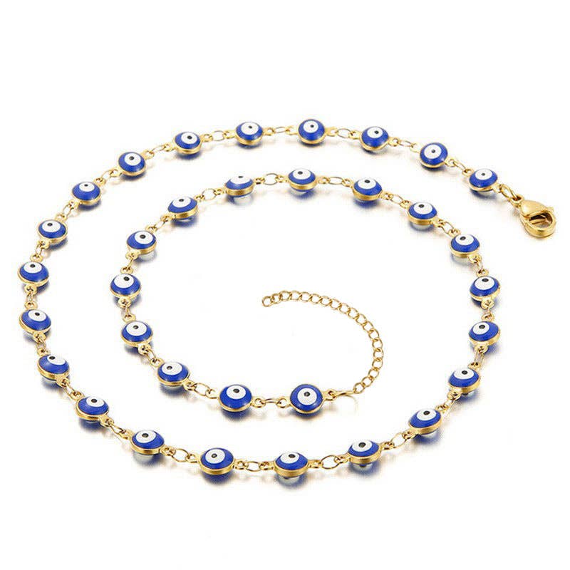 Mio Queena - 18k Gold-Plated Evil Eye Necklace - Blue - ModernTribe
