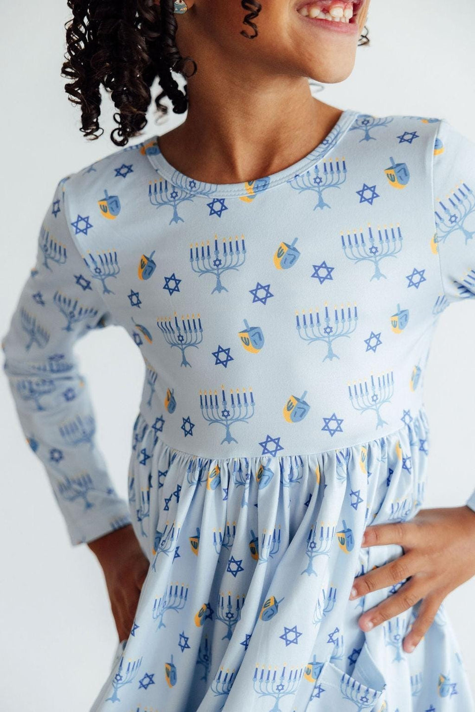 Mila & Rose Dresses Dreidel Darling Long Sleeve Pocket Twirl Dress by Mila & Rose - (Sizes 6M - 10)