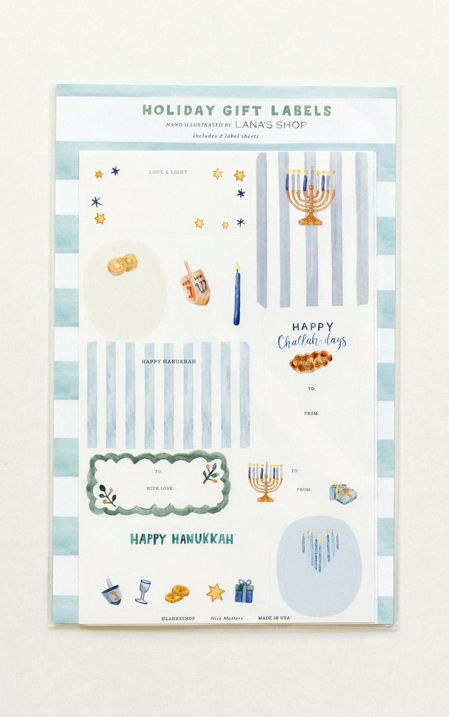 Lana's Shop Gift Wrap Hand-Illustrated Hanukkah Gift Labels