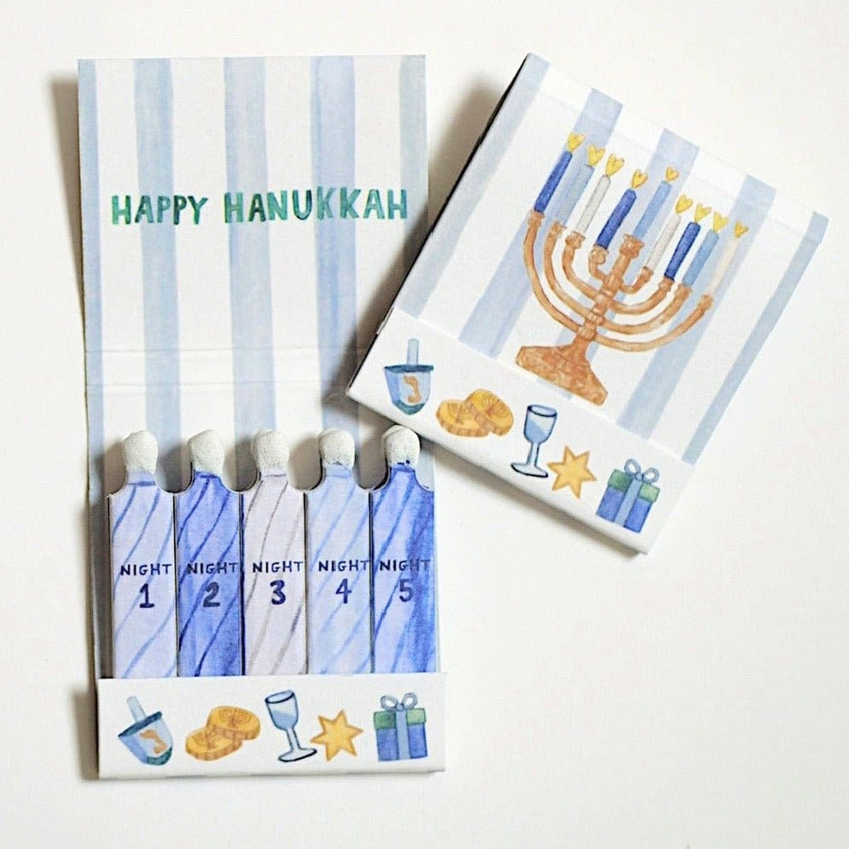 Lana's Shop Match Strikes Happy Hanukkah Matchbook with 10 Painted Matchsticks