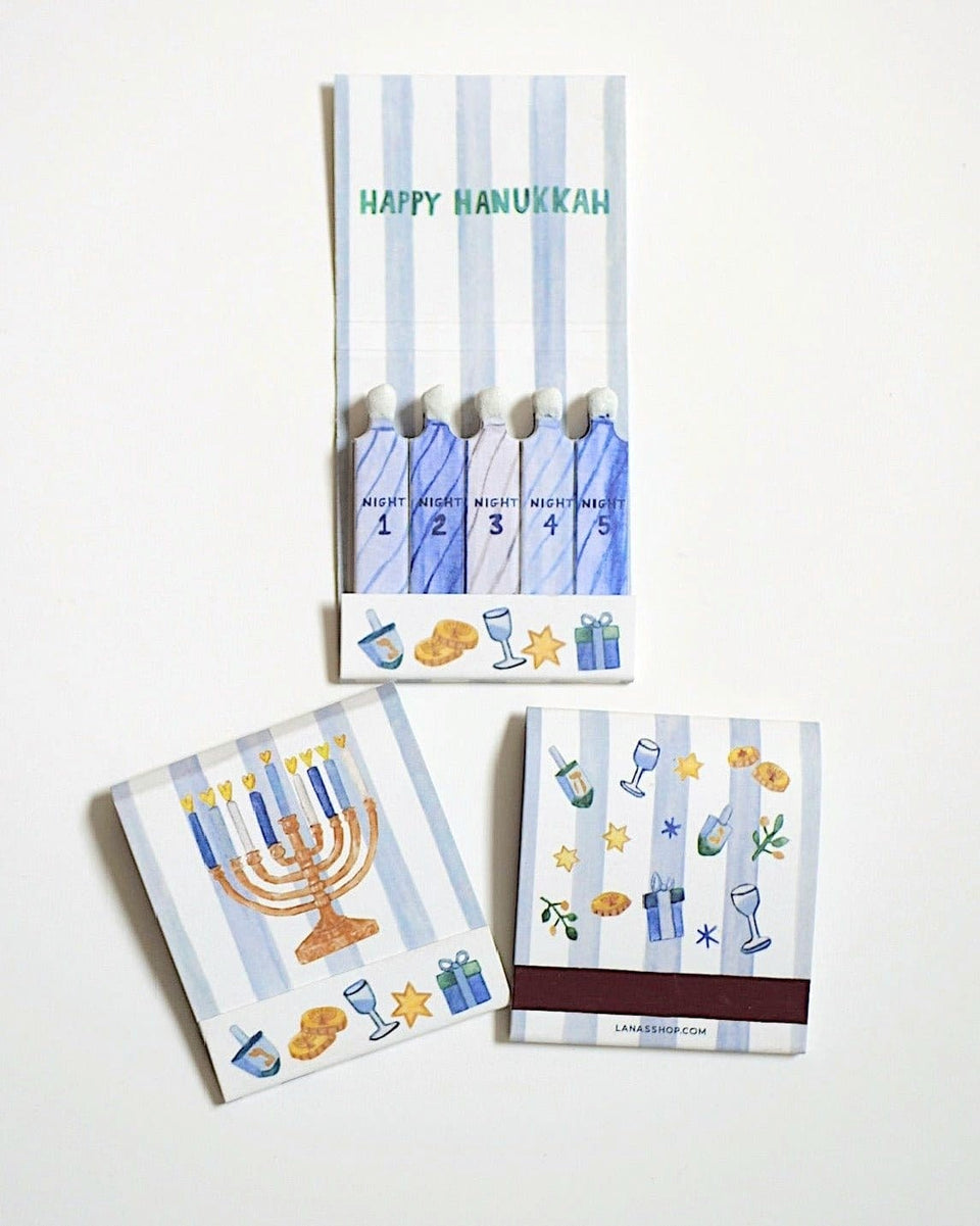 Lana's Shop Match Strikes Happy Hanukkah Matchbook with 10 Painted Matchsticks
