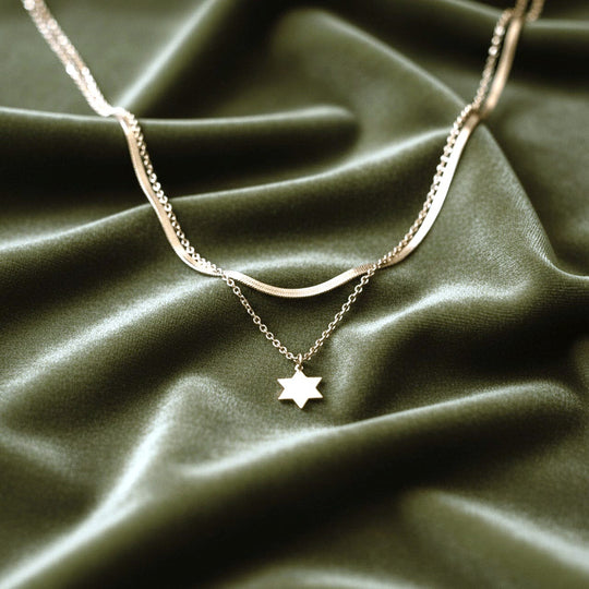 Star of David Layered Necklace - Gold