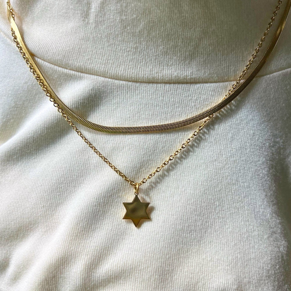 Mamaleh Jewelry Necklaces Star of David Layered Necklace - Gold