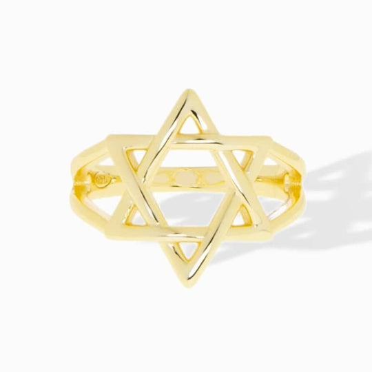 Double Band Star of David Ring - Gold-Plated