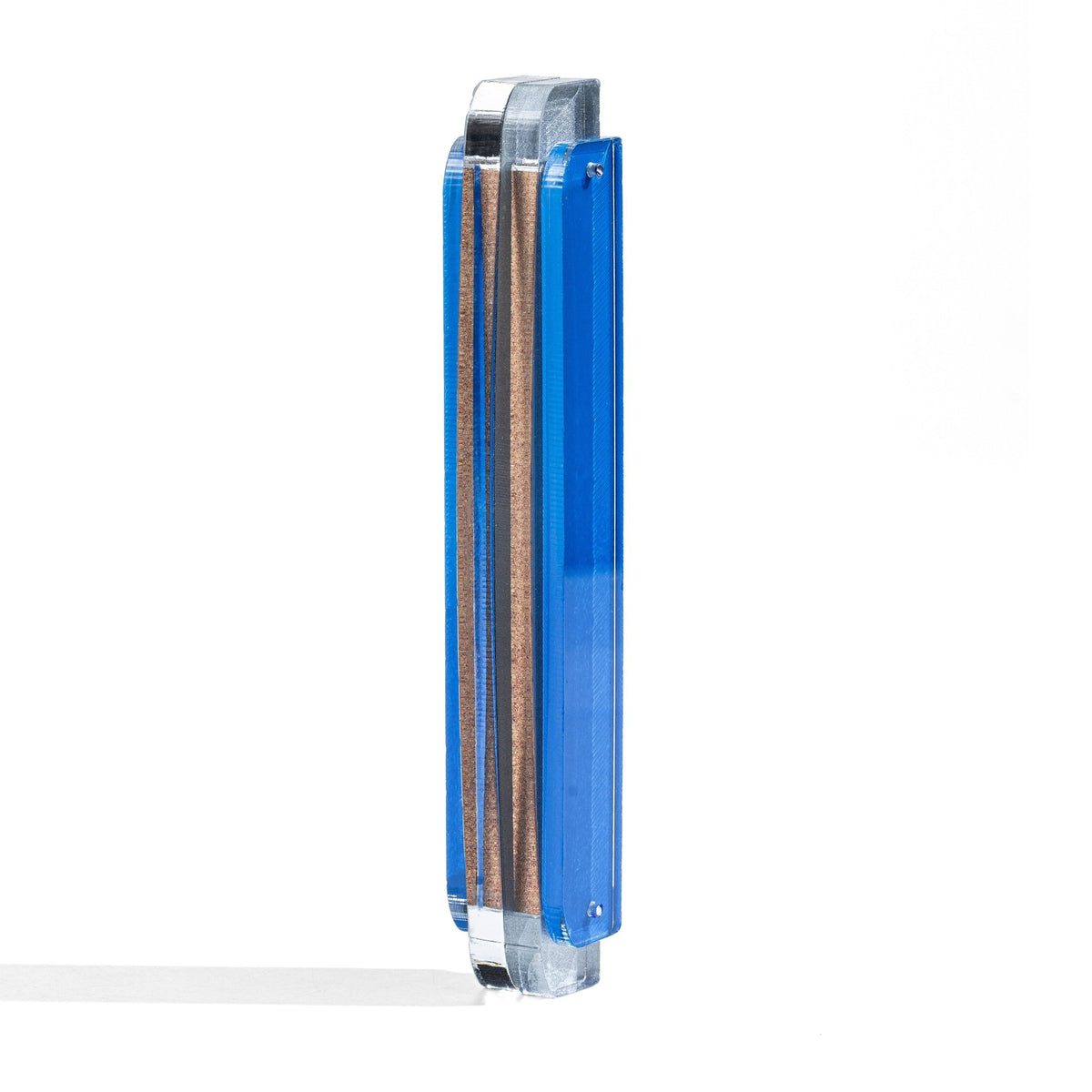 Israel Museum - Retro Blue and Gold Acrylic Mezuzah by Israel Museum - ModernTribe