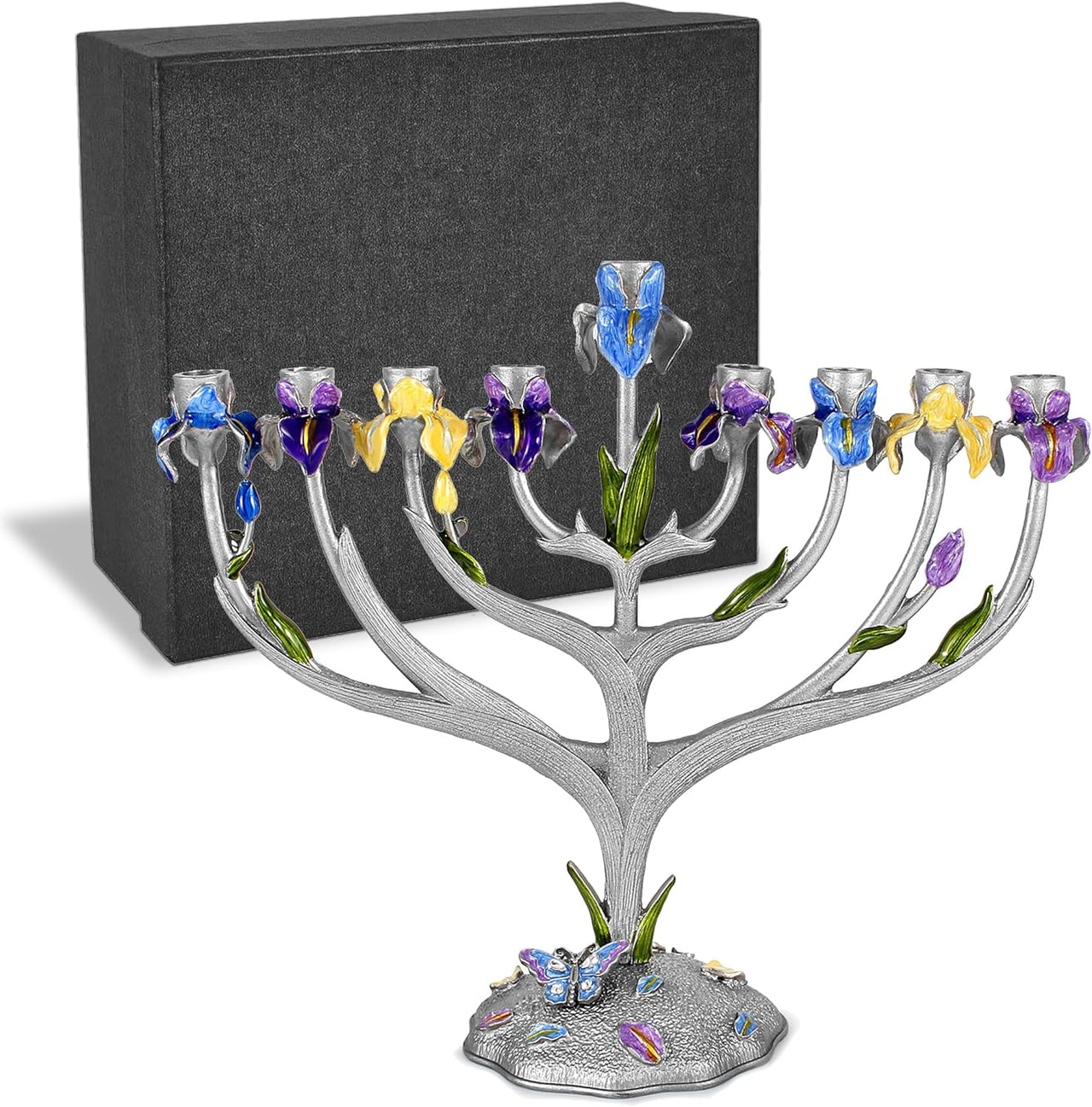 Aviv Judaica - Iris Flower Jeweled Menorah - ModernTribe