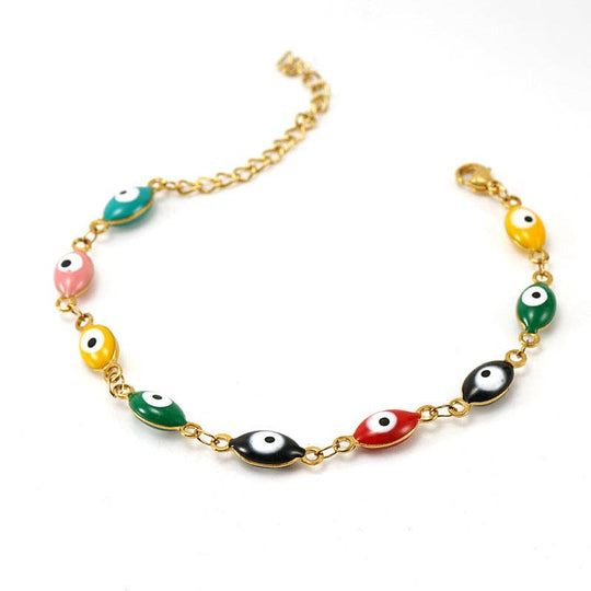 Oval Evil Eye Bracelet - Rainbow