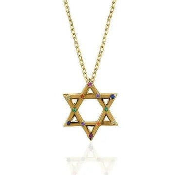 Canada Necklaces 16" Rainbow Crystal Star of David Necklace