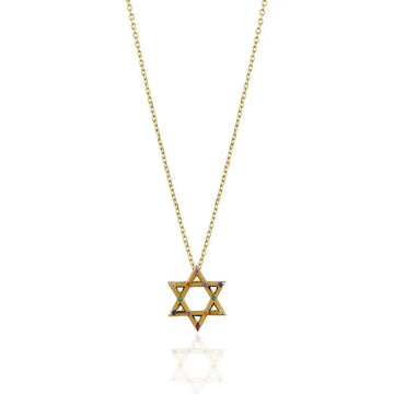 Canada Necklaces 16" Rainbow Crystal Star of David Necklace