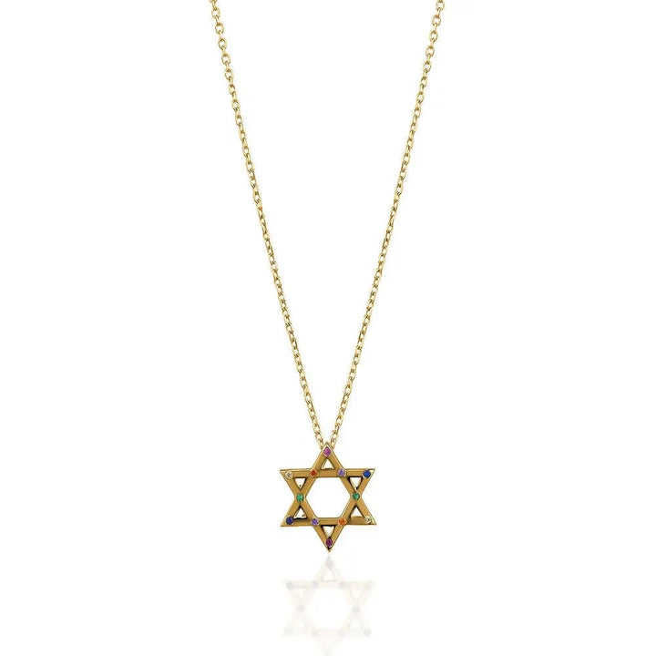 Canada Necklaces 16" Rainbow Crystal Star of David Necklace