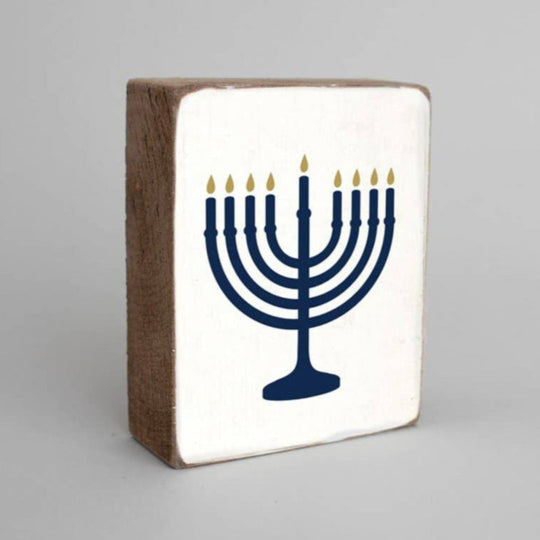 Menorah Decorative Wooden Block