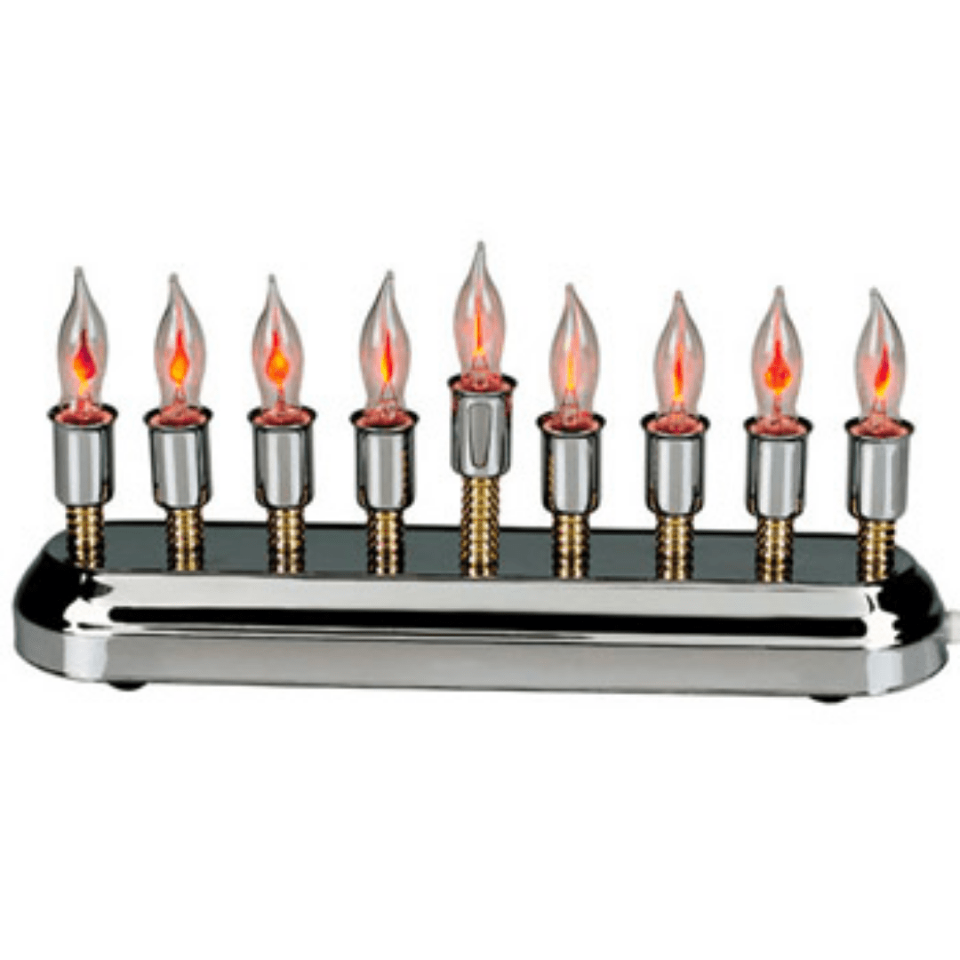 Aviv Judaica Menorahs Contemporary Highly Polished Chrome Plated Electric Menorah