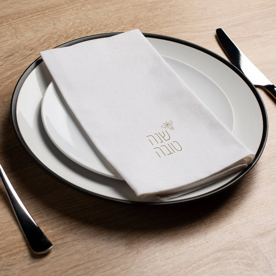 Gold Bee Shana Tova Napkins - Set of 16