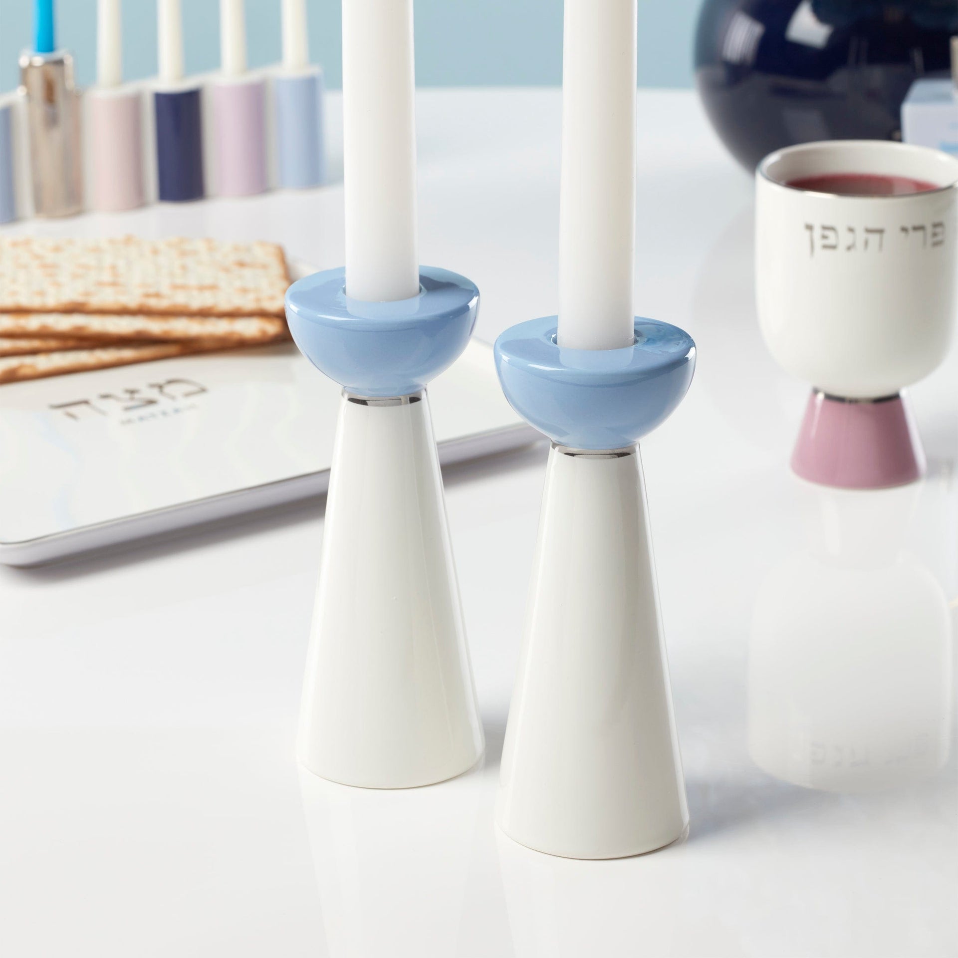 kate spade new york Candlesticks Blue Oak Street Shabbat Candlesticks by kate spade new york