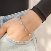 WJW Bracelets 18K Gold PVD Hamsa & Evil Eye Paperclip Chain Charm Bracelet: Stainless
