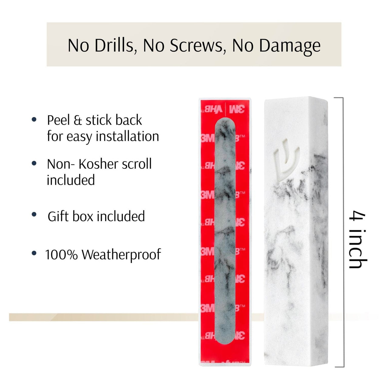 SURI - White Marble Mezuzah Case - ModernTribe