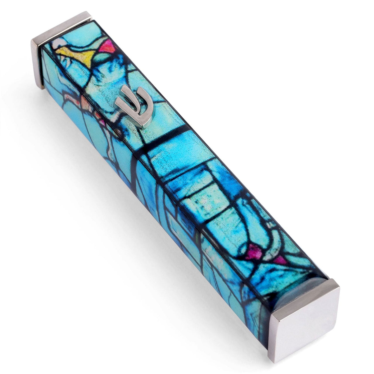 SURI - Silver and Turquoise Marc Chagall Mezuzah Case - ModernTribe