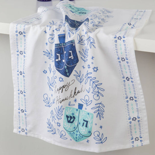 Metallic Dreidels Dishtowel
