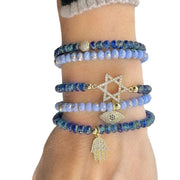 Love, Lisa Bracelets Harper Star of David Protection Stack of Crystal Bracelets - Shades of Blue