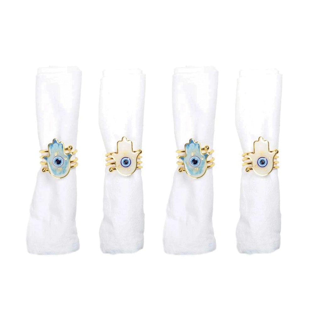 Aulica Napkins Hamsa Evil Eye Napkin Rings – Set of 4