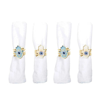 Aulica Napkins Hamsa Evil Eye Napkin Rings – Set of 4