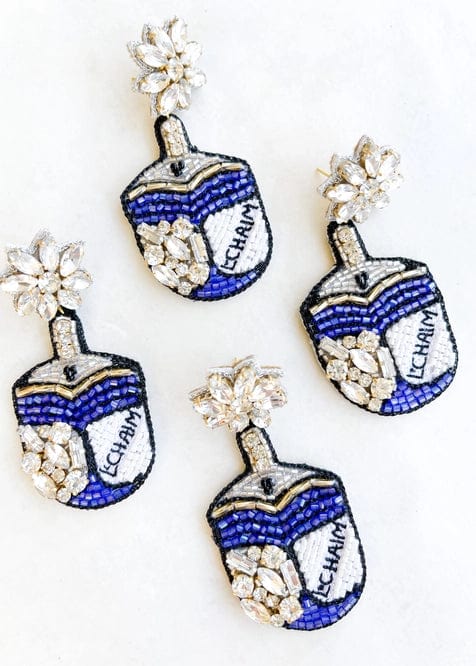 Dos Femmes - Sparkly L'chaim Dreidel Earrings - ModernTribe