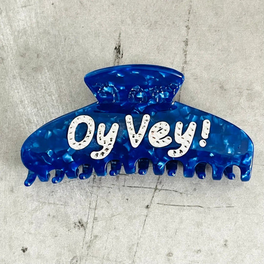 Rhinestone Oy Vey Hairclip - Blue