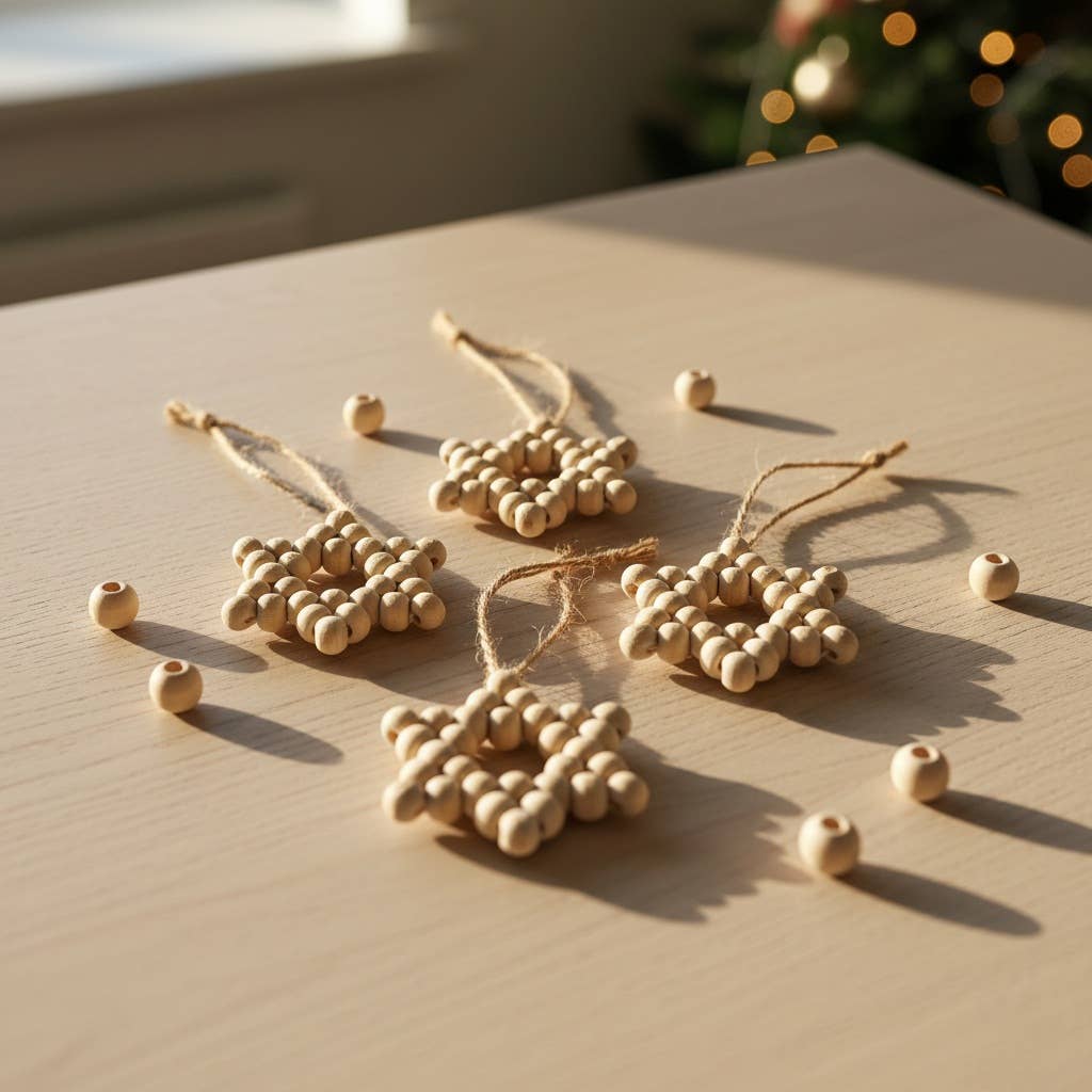 Handmade By Uruba - Handmade Wooden Bead Star of David Ornament - ModernTribe