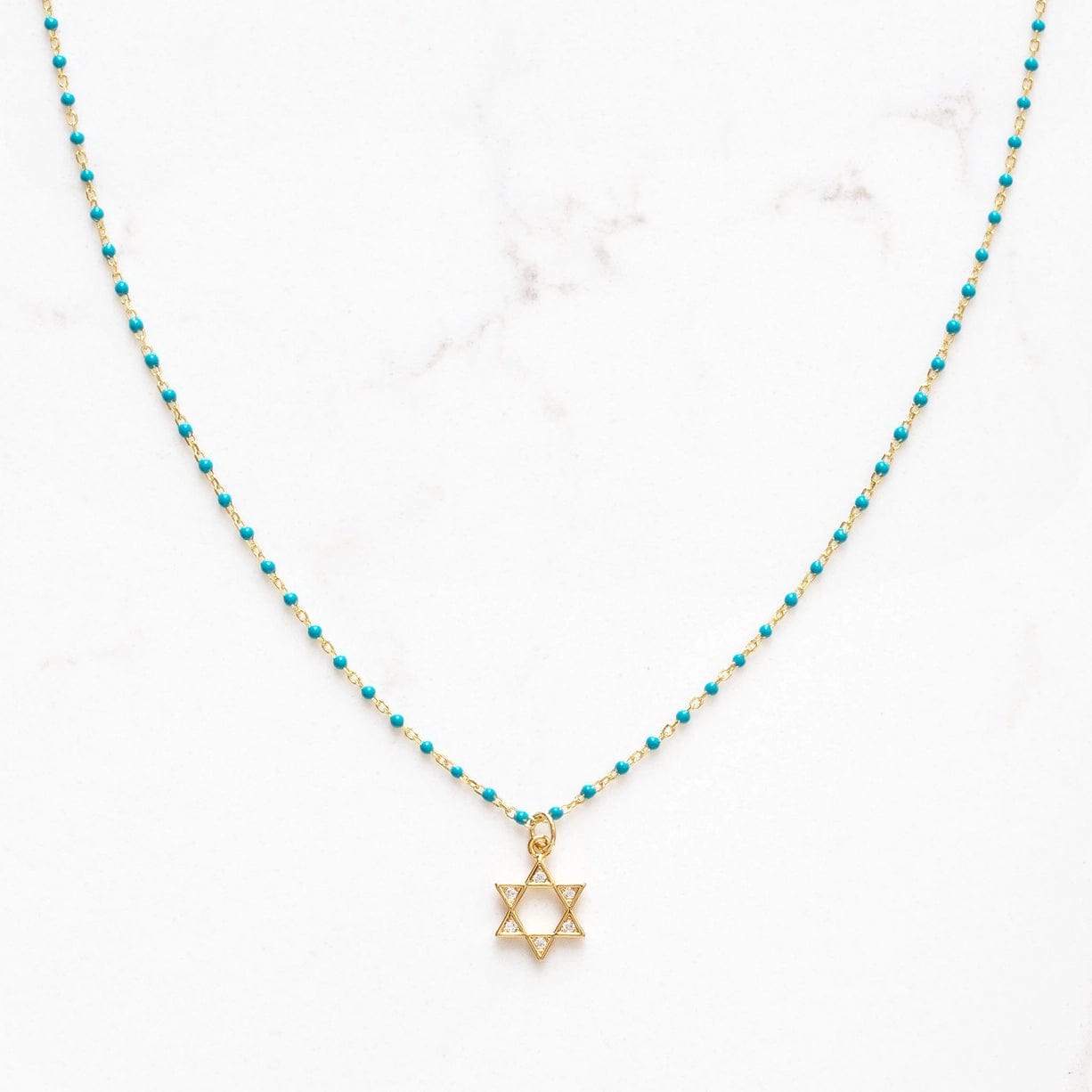 Stitch and Stone Necklaces Star of David Enamel Beaded Charm Necklace