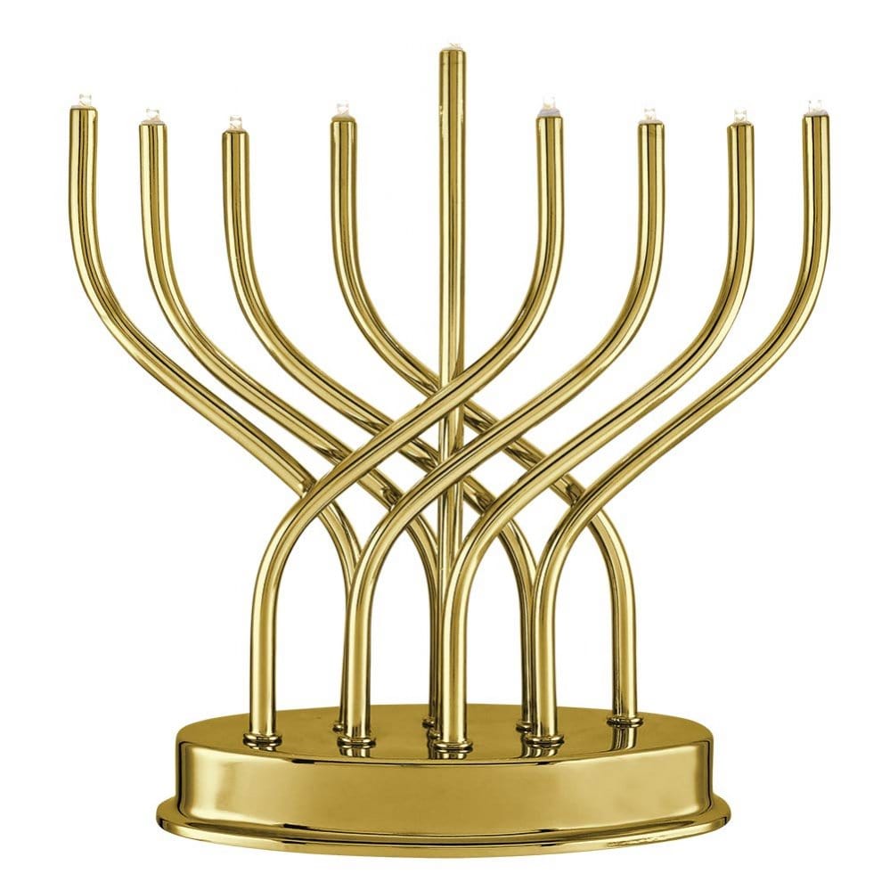 Zion Judaica - Highly Polished Gold Battery Operated LED Menorah - ModernTribe