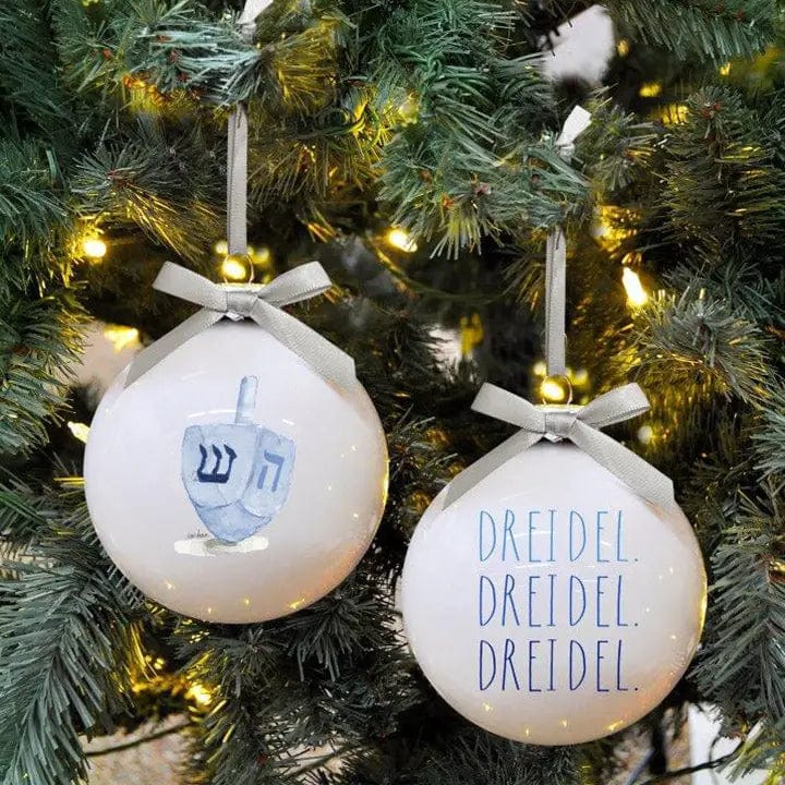 Rae Dunn - Dreidel, Dreidel, Dreidel Glass Ornaments - Set of 2 - ModernTribe