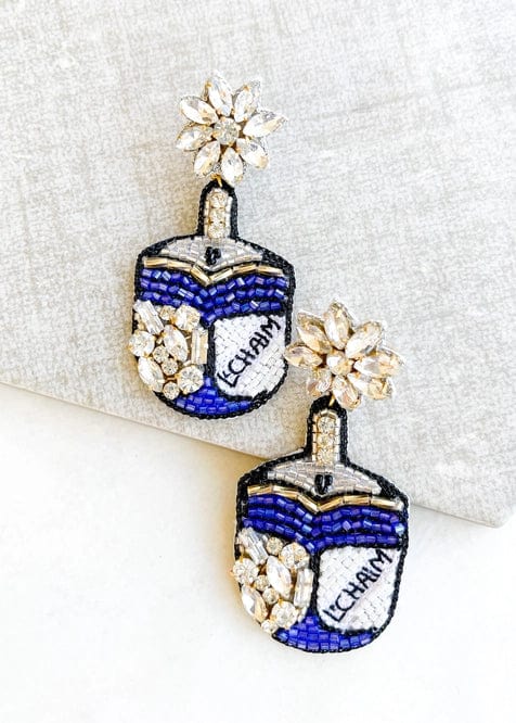 Dos Femmes - Sparkly L'chaim Dreidel Earrings - ModernTribe