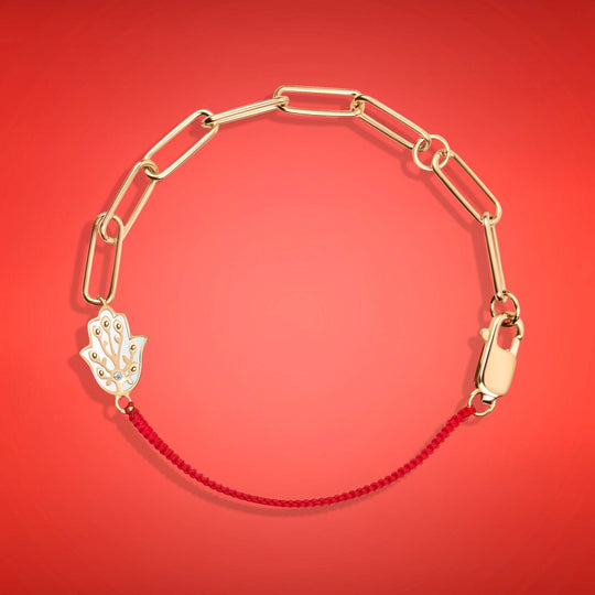 Red String Chain Hamsa Bracelet