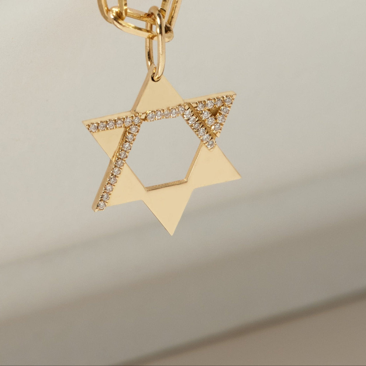 HOTCROWN - Hollow Heroism Star of David Necklace with Diamonds - 14k Yellow, Rose or White Gold - ModernTribe