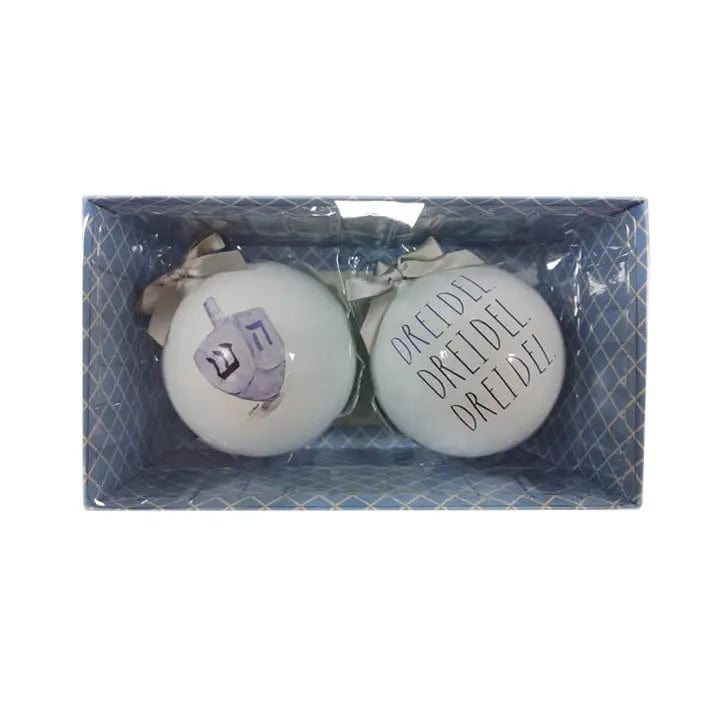 Rae Dunn - Dreidel, Dreidel, Dreidel Glass Ornaments - Set of 2 - ModernTribe