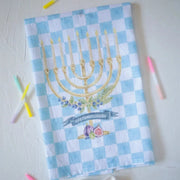 Stephanie Tara Stationery Tea Towels Menorah Checker Print Cotton Tea Towel