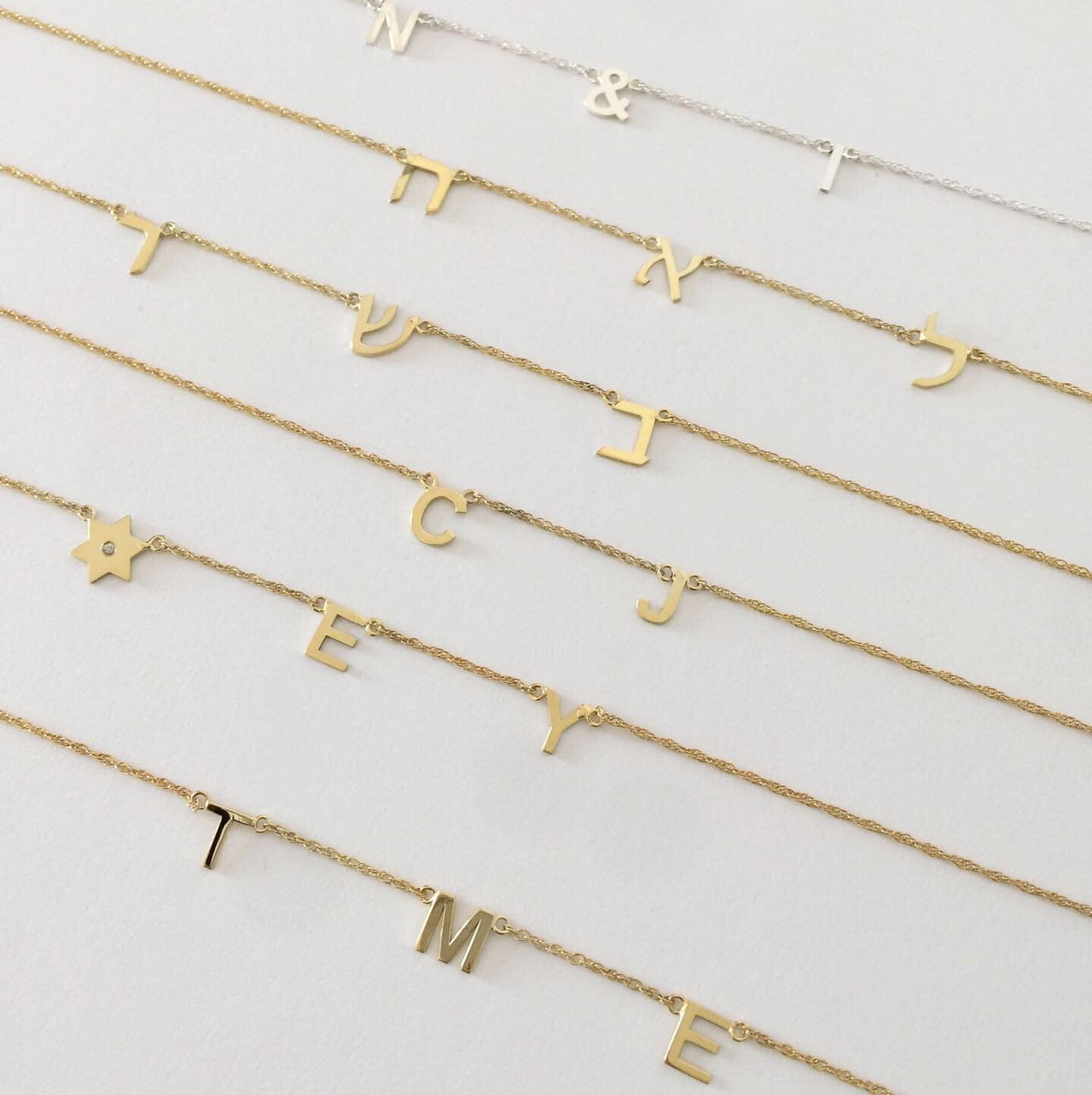 Miriam Merenfeld Jewelry - Taly Hebrew Initial Necklace - (Sterling Silver or Gold - Plated) - ModernTribe