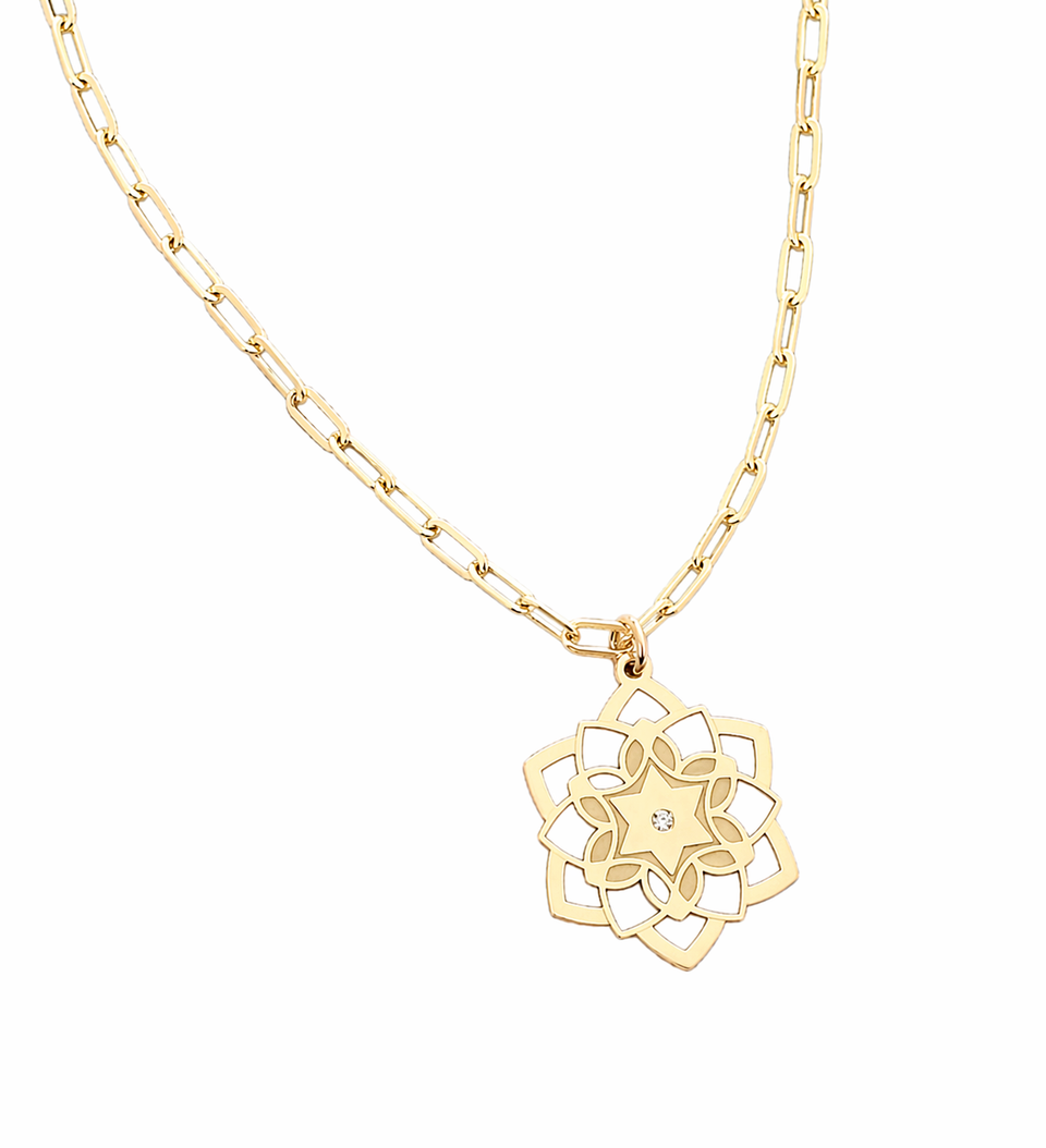Fortuna Star of David Diamond Paperclip Necklace by Miriam Merenfeld - (Gold-Plated or Sterling Silver)