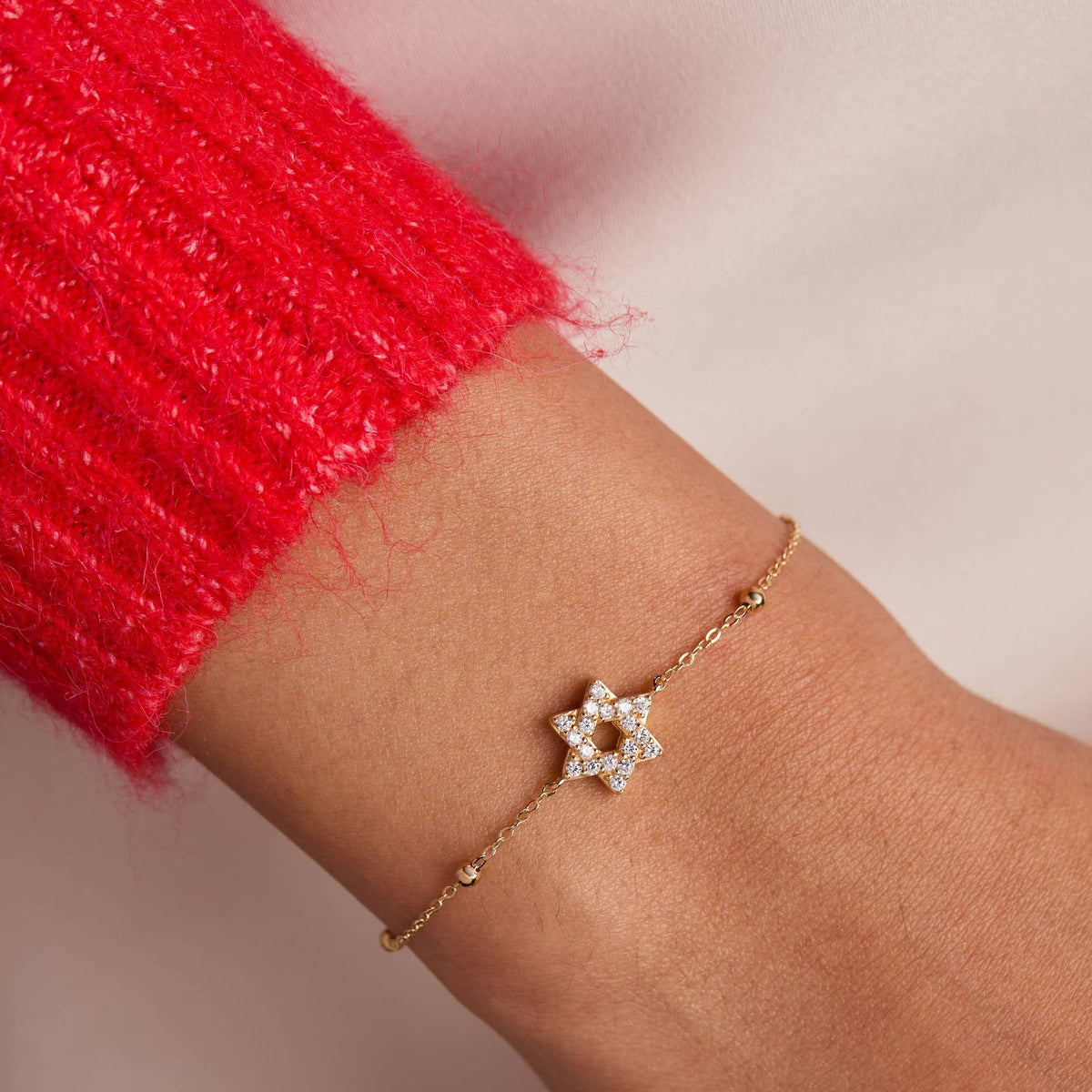 Alex and Ani Bracelets Star of David Delicate Pavé Beaded Chain Bracelet by Alex and Ani - Gold or Silver