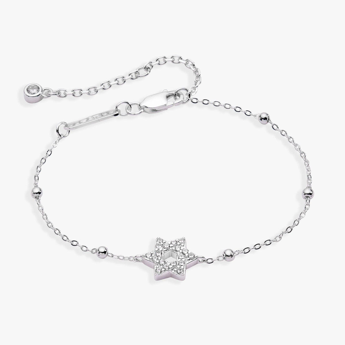 Star of David Delicate Pave Beaded Chain Bracelet by Alex and Ani - Gold or Silver