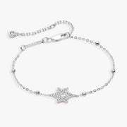 Star of David Delicate Pave Beaded Chain Bracelet by Alex and Ani - Gold or Silver
