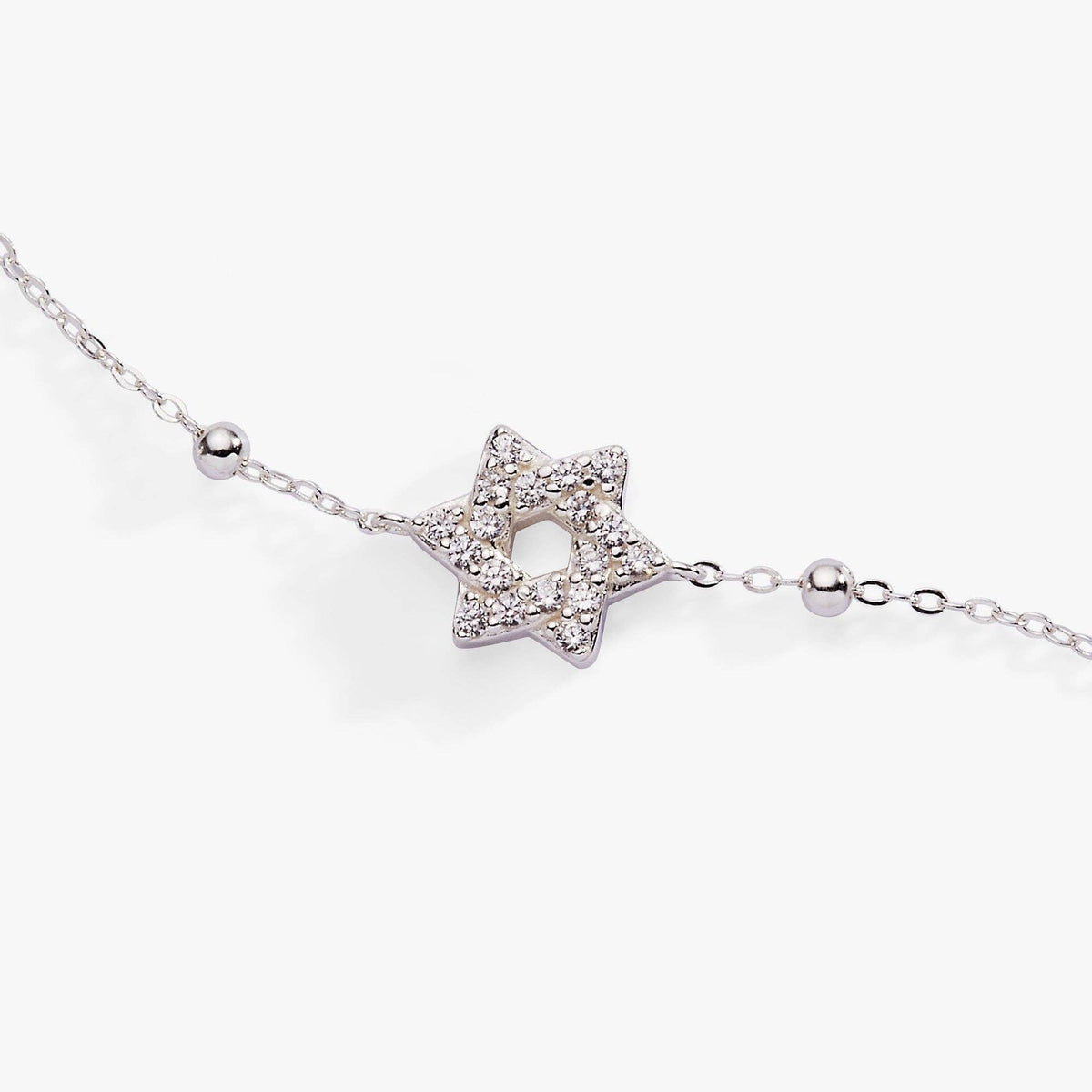 Star of David Delicate Pave Beaded Chain Bracelet by Alex and Ani - Gold or Silver