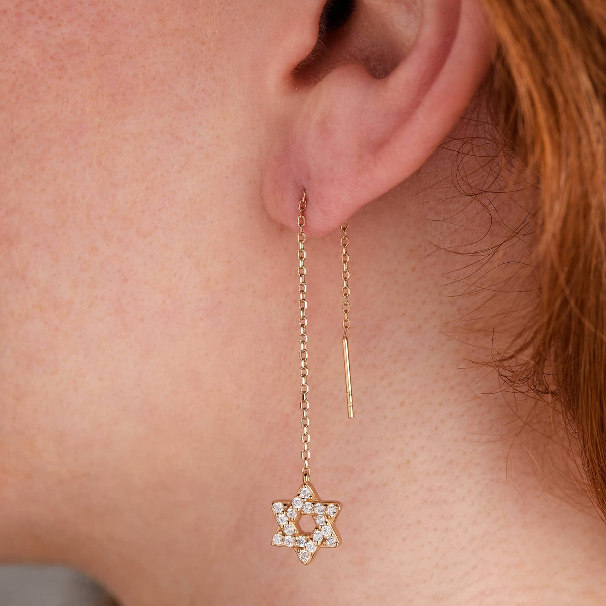 Alex and Ani Earrings Star of David Delicate Pavé Crystal Threader Earrings by Alex and Ani