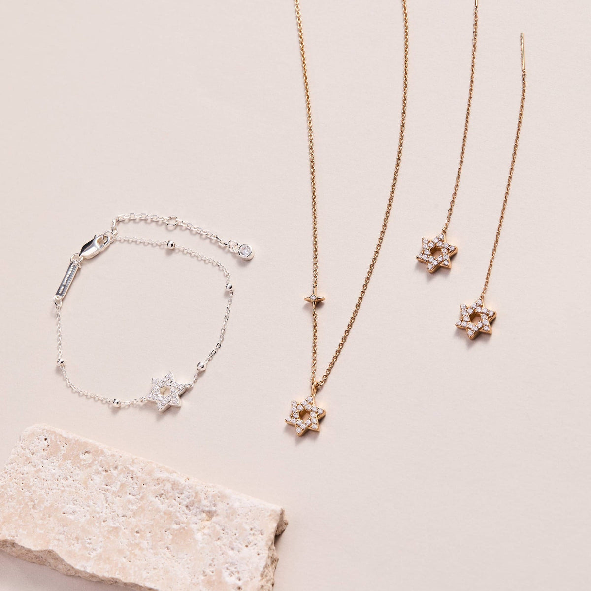 Alex and Ani Earrings Star of David Delicate Pavé Crystal Threader Earrings by Alex and Ani