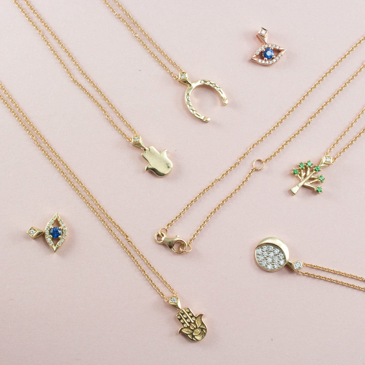 HOTCROWN - Solid Hamsa with Diamond Necklace - 14k Yellow, Rose or White Gold - ModernTribe