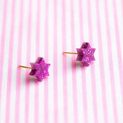 Ariel Tidhar Earrings Mini Magen David Earrings - Fuchsia Glitter