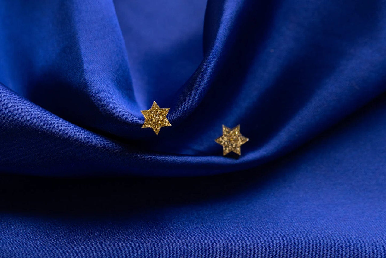 Ariel Tidhar - Mini Magen David Earrings - Light Gold Glitter - ModernTribe